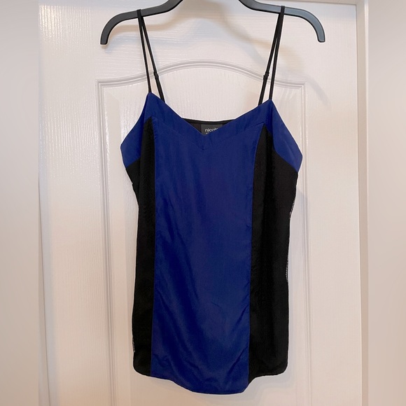 Nicole by Nicole Miller Tops - Nicole by Nicole Miller satin cami tank top size Medium blue & black 🎉Host Pick🎉